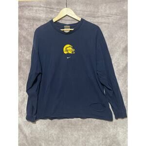 VINTAGE 00s Nike Football Long Sleeve T-Shirt Navy Distressed size XL